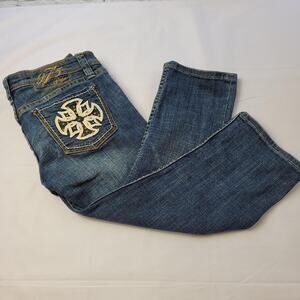 Pepe Capri Jeans Low Rise Topaz Stone Embellished Pockets Distressed size 27